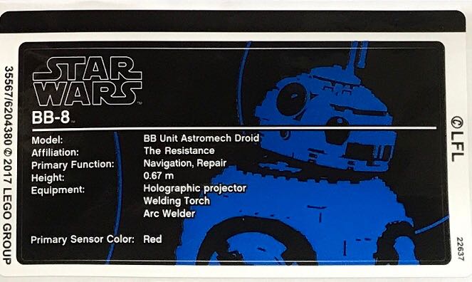 ÀÖ¸ßLego 75187 Ô×°ÌùÖ½ ÐÇÇò´óÕ½ BB-8 ÒæÖÇ»ýÄ¾Íæ¾ß moc