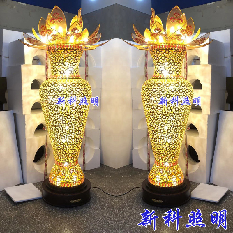 莲花灯寺庙佛前摆件工艺花瓶客厅灯佛堂供佛灯观音大殿莲花落地灯