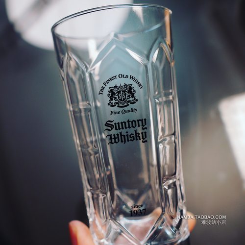 日本SUNTORY三得利OLD WHISKY 1937威士忌酒杯玻璃杯龟甲纹水杯