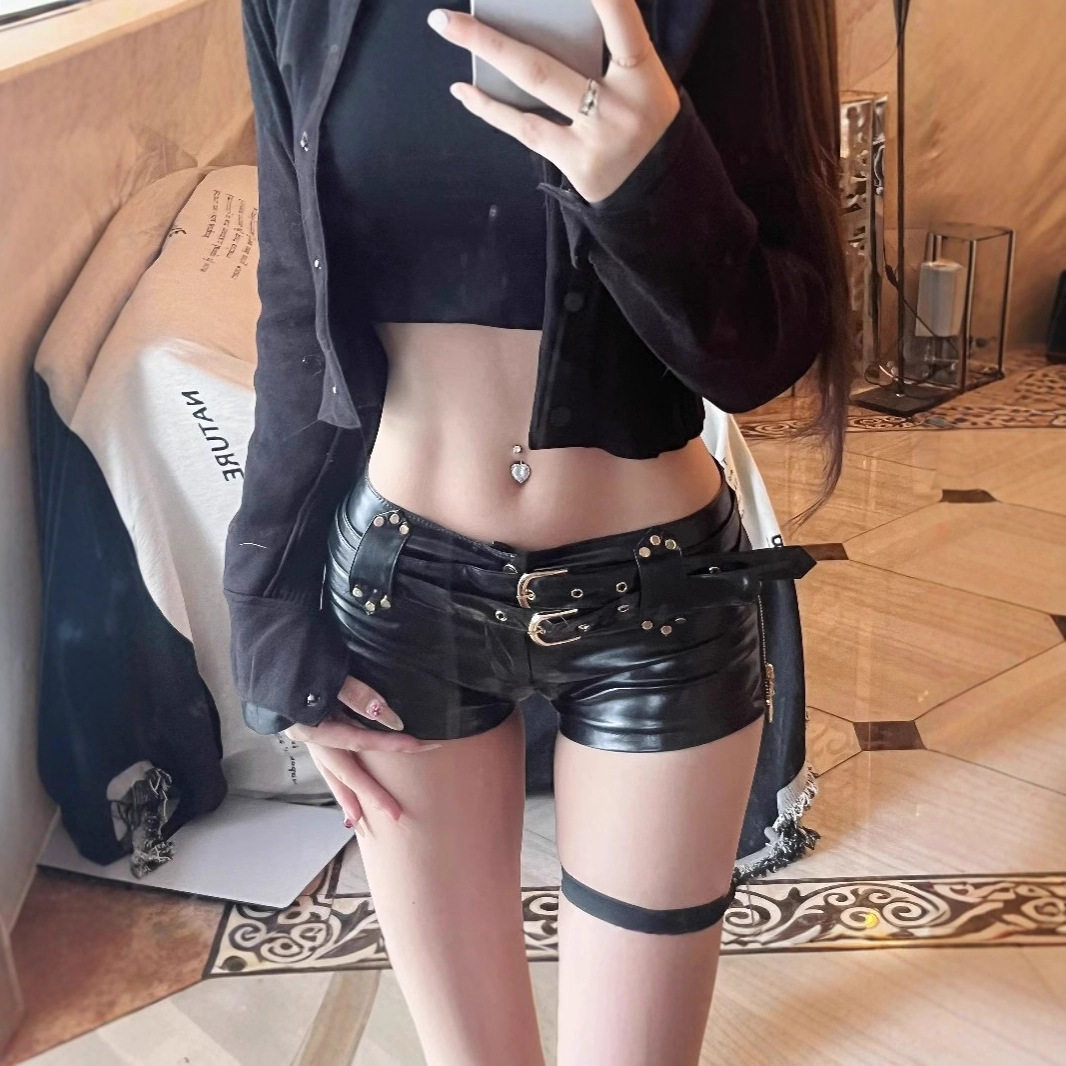 御姐风皮裤短裤辣妹低腰舞蹈热裤