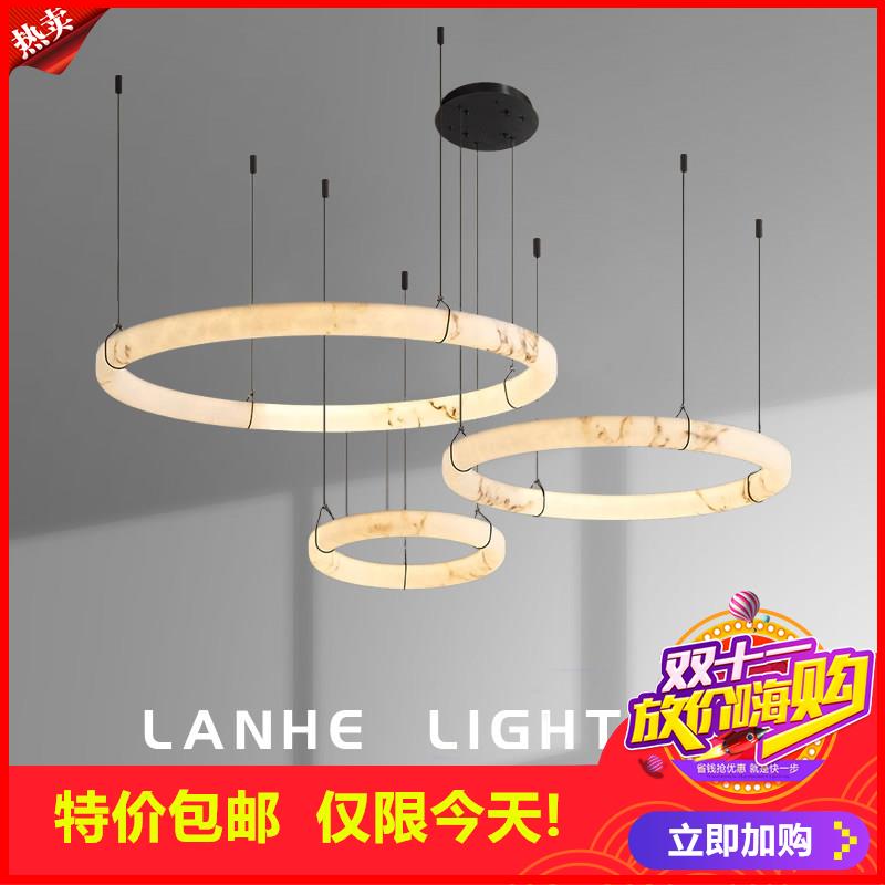 剩2小时！西班牙仿云石客厅吊灯法式轻奢别墅复式楼主灯大气大厅