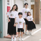 亲子装 一家三口奥特曼亮灯男童T恤宽松卡通网红儿童发光上衣体恤