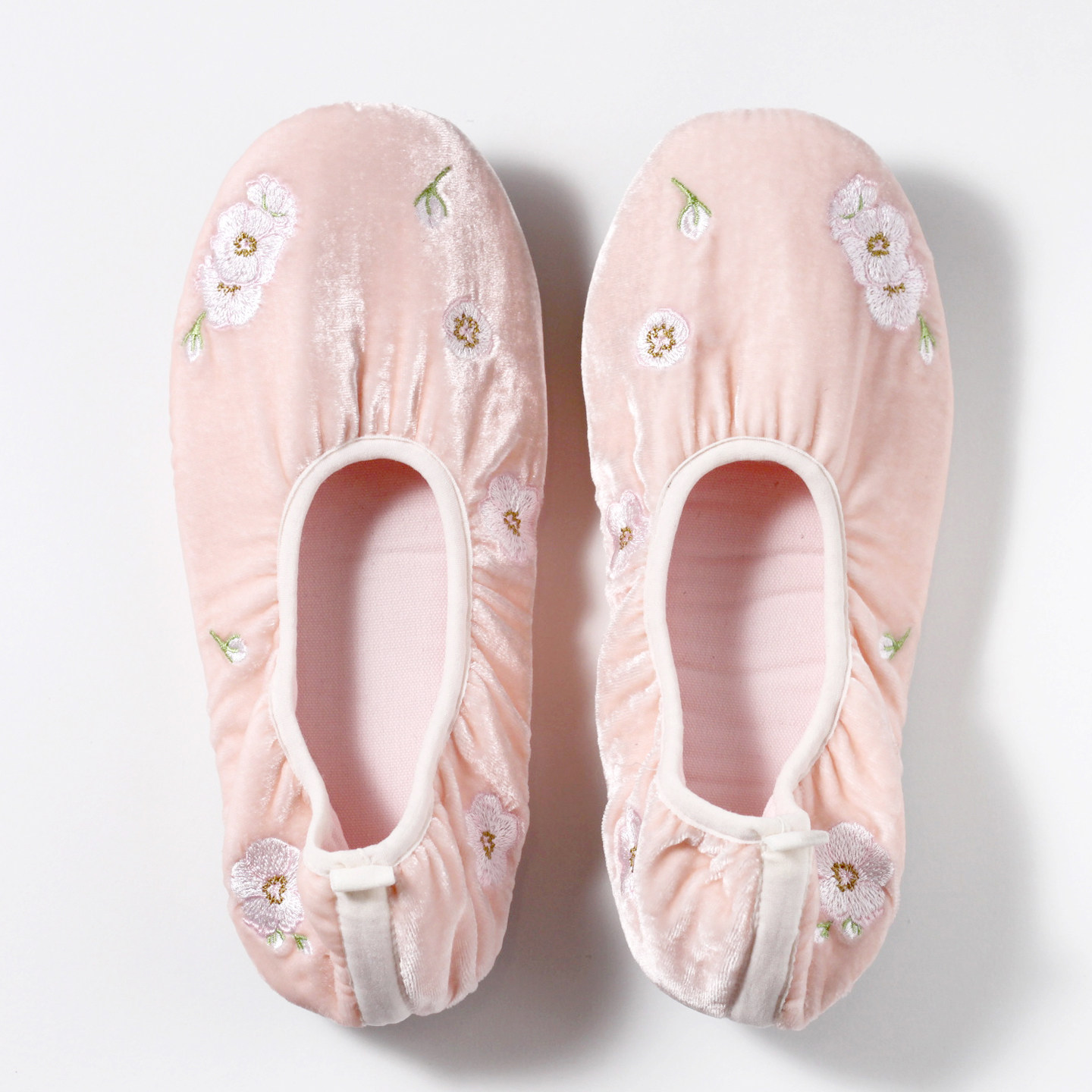 新中式刺绣花朵棉拖鞋女春夏居家软底鞋防滑静音全棉丝绒包跟拖鞋