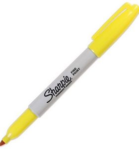 sharpie三福黄色打点笔，记号笔30035黄色颜色鲜艳