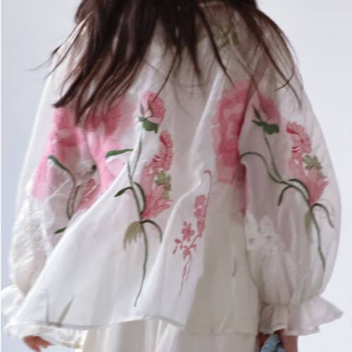 『花仙子』重工天丝刺绣立体结构裁A摆遮阳衣 轻透不扎 亲子