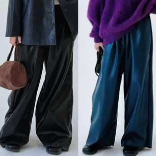 亲子 小众定制高品质天然蛋白皮复古时髦薄绒直筒裤 琉璃