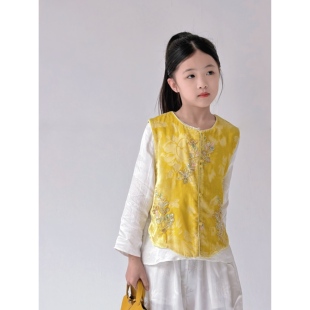 织金丝绒烧花重工珠管刺绣马甲 小众新中式 亲子 荷塘悦色