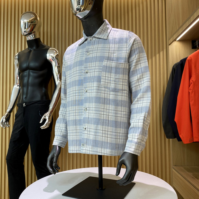 秋季男士复古格子翻领休闲衬衫