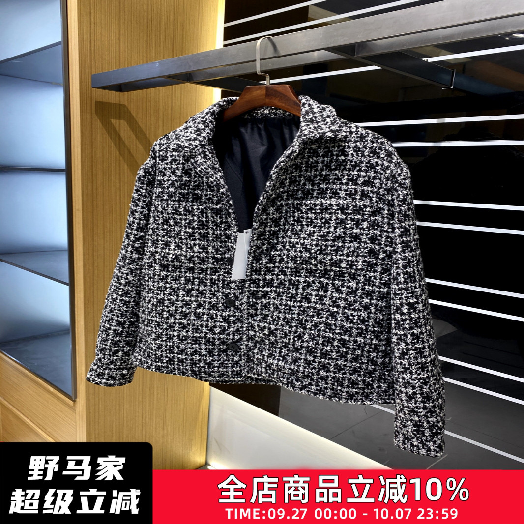 纹理衬衫式翻领长袖夹克外套