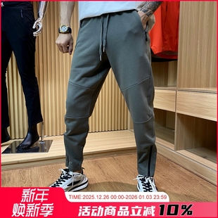 拉链小脚裤 23早秋毛圈棉拼接运动卫裤 男 弯刀立体剪裁 户外猛货