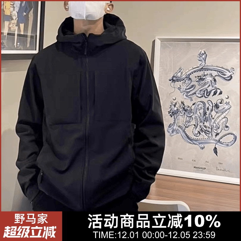 防风防泼水超暖摇粒绒连帽软壳