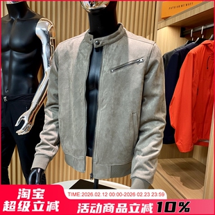 出K单！进口麂皮绒面料！秋高端质感细腻时尚立领休闲夹克外套男