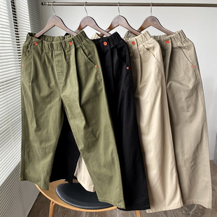 全棉水洗 休闲长裤 秋季 日系复古宽松直筒工装 男士 日单设计师线