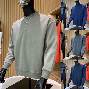 重磅美式休闲!秋季新品男士硬汉风宽松长袖亨利领打底衫卫衣潮