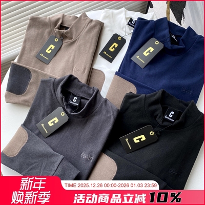 双面德绒半高领刺绣打底衫