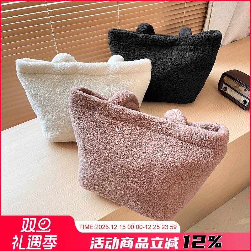 韩版毛绒软糯腋下包手提包