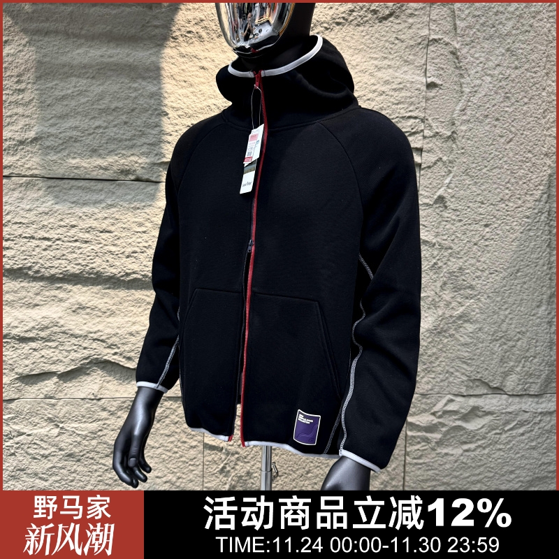 男女撞色拉链一体薄绒连帽外套