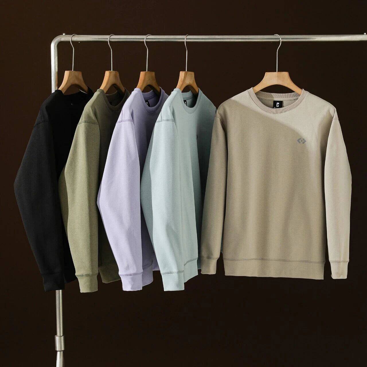 3M反光 日系秋季男士宽松亲肤透气运动休闲圆领纯色卫衣 外套潮