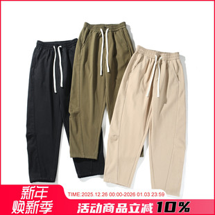 休闲风 秋冬宽松休闲百搭通勤长裤 100全棉 男士 加绒加厚 美式