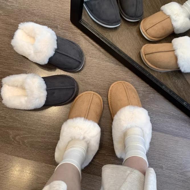 一体包头拖鞋毛绒绒棉鞋
