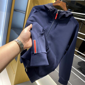 春季 意式 水洗空气棉 少量 高端户外连帽双拉链夹克外套男 轻奢