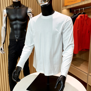 阿美咔叽风！客供100棉！2023秋季新品男士全棉纯色圆领长袖T恤潮