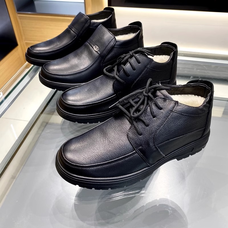 冬季男士商务休闲保暖真皮皮鞋