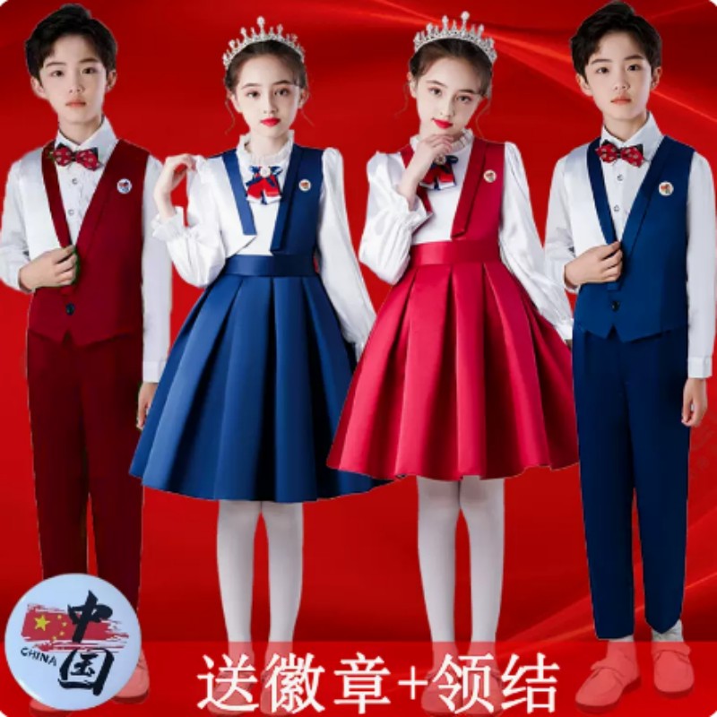 中小学生大合唱团表演服儿童元旦主持演出服装诗歌朗诵比赛礼服裙