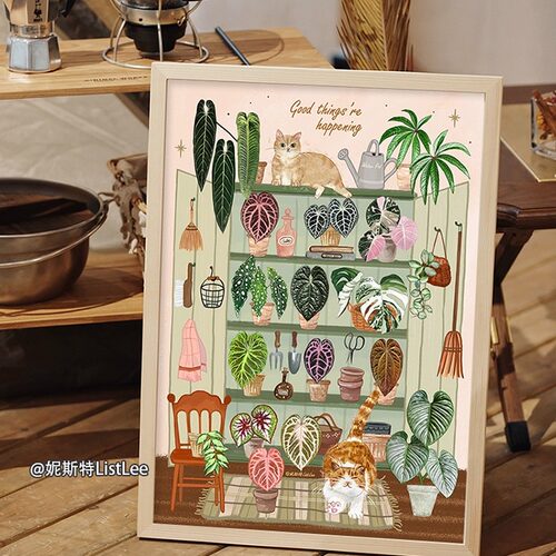 北欧INS风植物画原创客厅装饰画