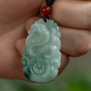 钰达翡翠蛇项坠 如意蛇玉吊坠 A货翡翠 chl 生肖玉蛇挂件