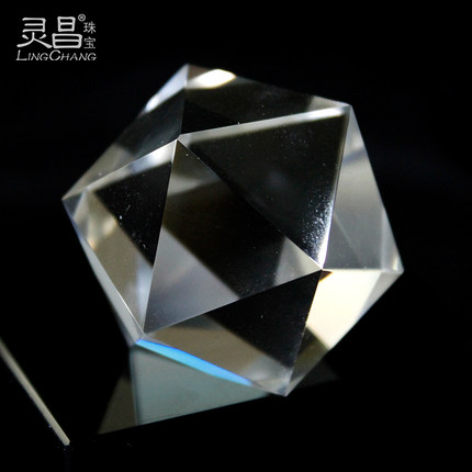 灵昌灵昌天然白水晶正二十20面体晶体透白手握吊坠挂件礼物摆件