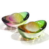 开业礼品黄水晶金元 饰品乔迁琉璃水晶 宝琉璃龙纹办公室客厅家居装