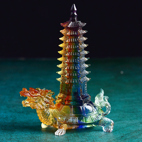 灵昌摆件古法琉璃龙龟文昌塔