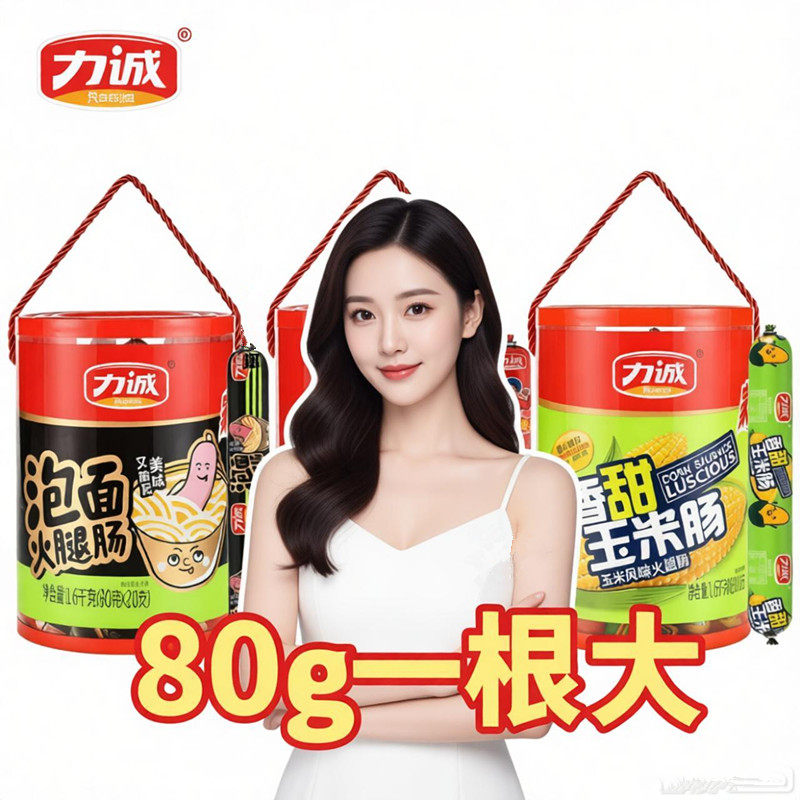 力诚火腿肠礼80克桶装王中王玉米肠泡面肠批发送礼零食香肠代餐
