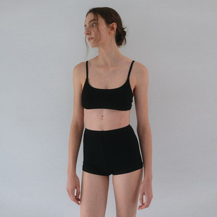 2025新款运动竞速高腰复古保守黑色平角背心分体温泉度假游泳衣女