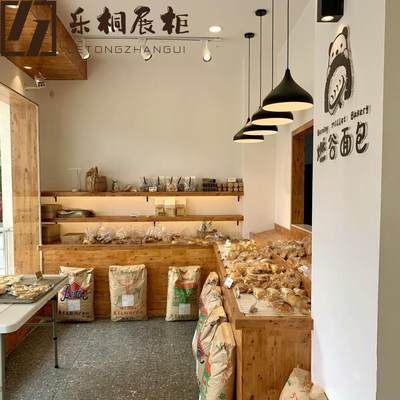 日式面包展示柜面包柜面包中岛展示柜面包柜实木面包店陈列柜定制