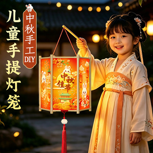 中秋六角宫灯儿童手工灯笼