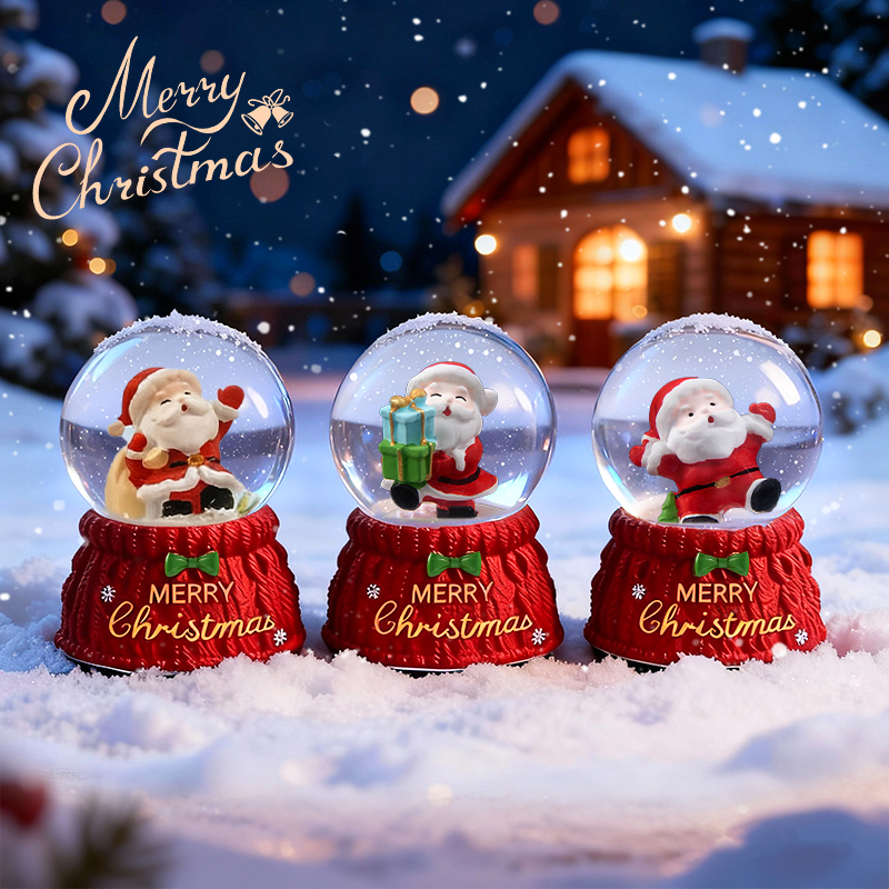 圣诞节礼物水晶球七彩灯光音乐盒