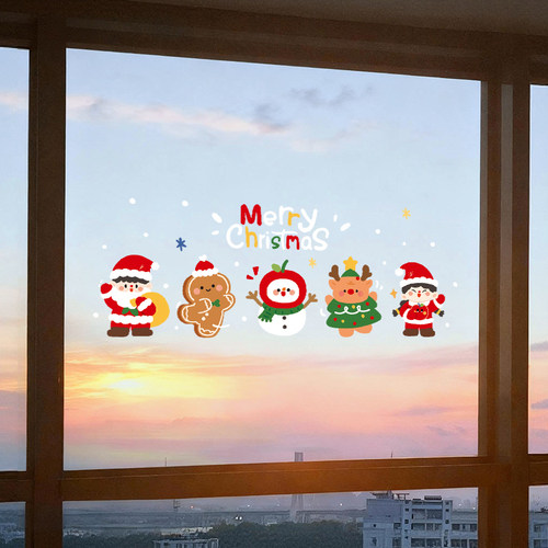 圣诞装饰静电玻璃贴纸新年圣诞老人门贴橱窗贴画氛围场景布置窗花