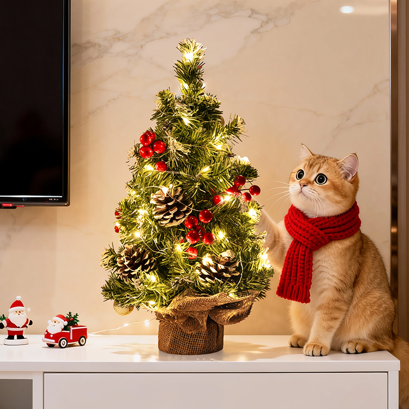 2025新款小型圣诞树桌面摆件拍摄