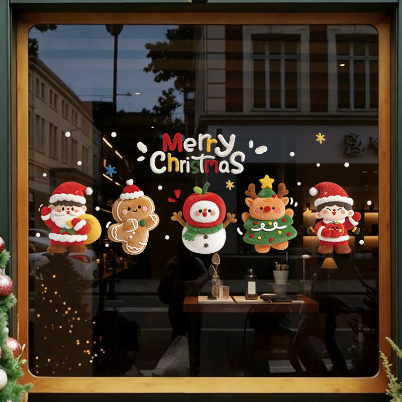 圣诞老人雪人橱窗贴静电贴玻璃门贴纸毛绒圣诞节装饰布置氛围窗花,节庆用品/礼品,圣诞装饰品,淘宝优惠券,粉丝福利购,淘宝优惠卷