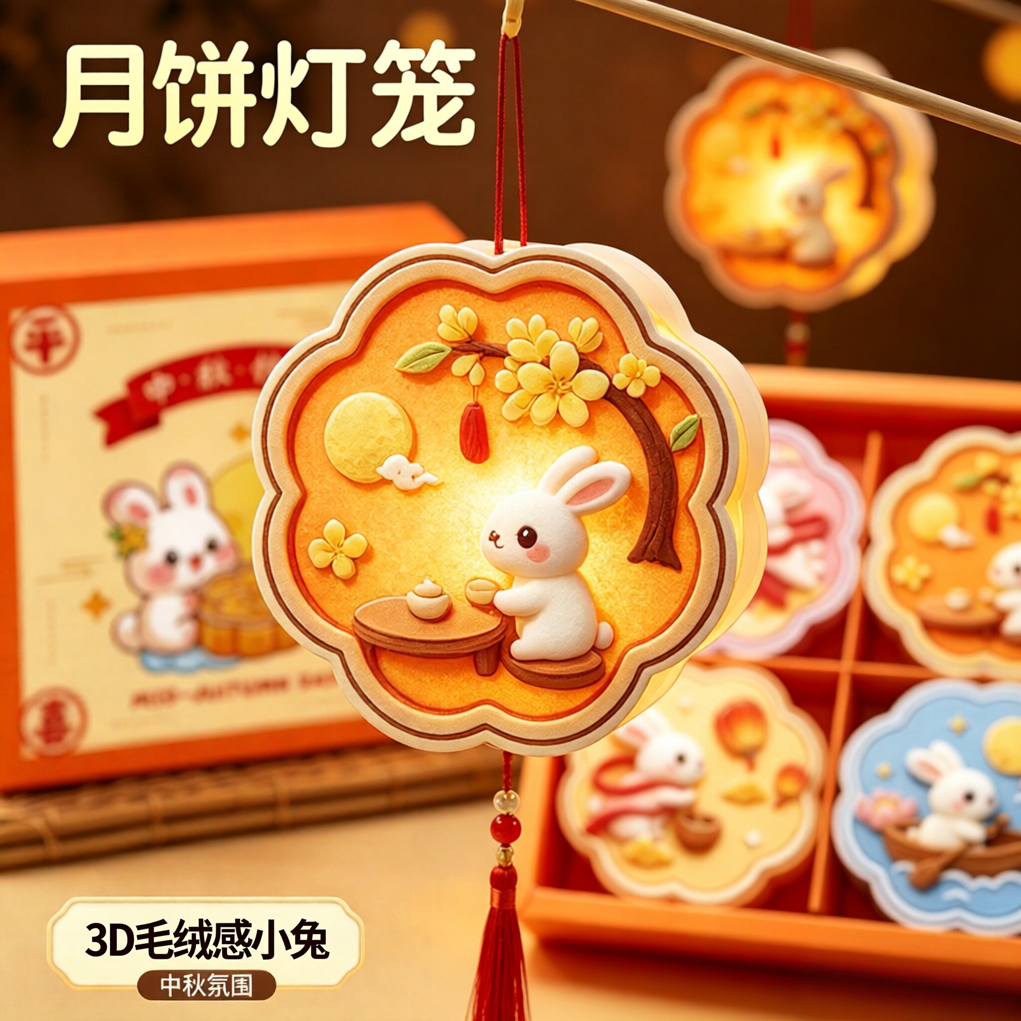 中秋节手工月饼灯笼礼盒diy材料