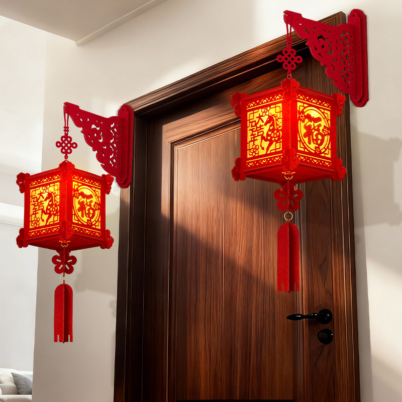 新年装饰品入户大门口一对灯笼