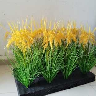 新款假稻草仿真黄金稻谷 道具教具示范稻田 假水稻稻穗模型假花