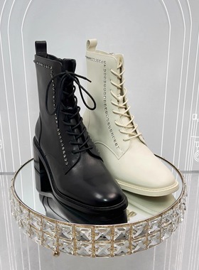 专柜正品Roberta诺贝达女鞋RA17201冬款系带纯色女短靴子