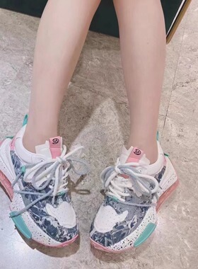 专柜正品Roberta诺贝达女鞋RC237802百搭潮酷拼色系带休闲运动鞋