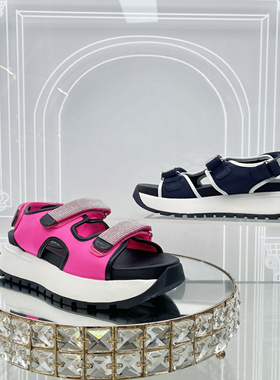 专柜正品Roberta诺贝达女鞋RM18003夏款时尚休闲厚底水钻运动凉鞋