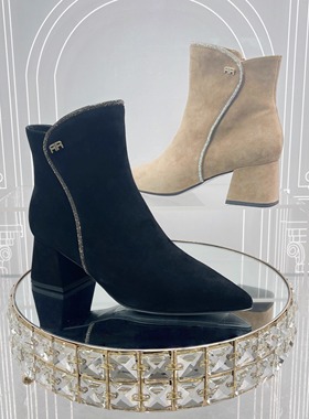 专柜正品 Roberta诺贝达女鞋RA228841方跟气质冬靴女靴 短靴靴子