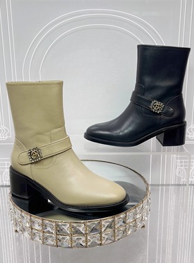 专柜正品Roberta诺贝达女鞋RA17226冬季时尚百搭粗跟短靴女靴子