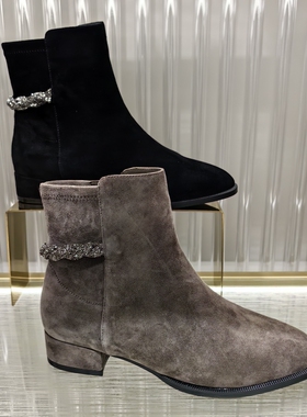 专柜正品Roberta诺贝达女鞋RA228012水钻短筒冬靴纯色短靴靴子